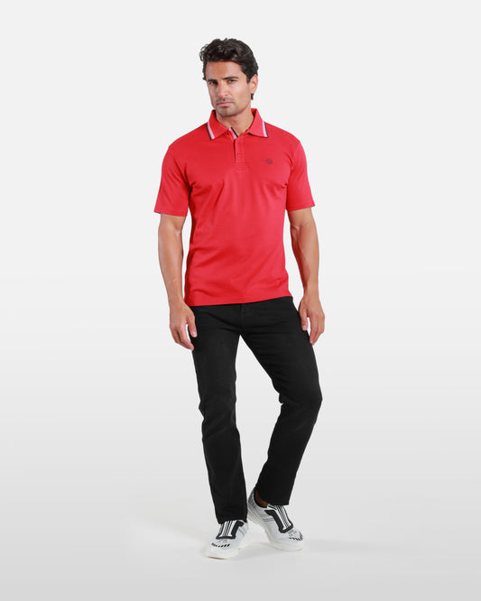 Contrast Collar Cotton Polo Shirt