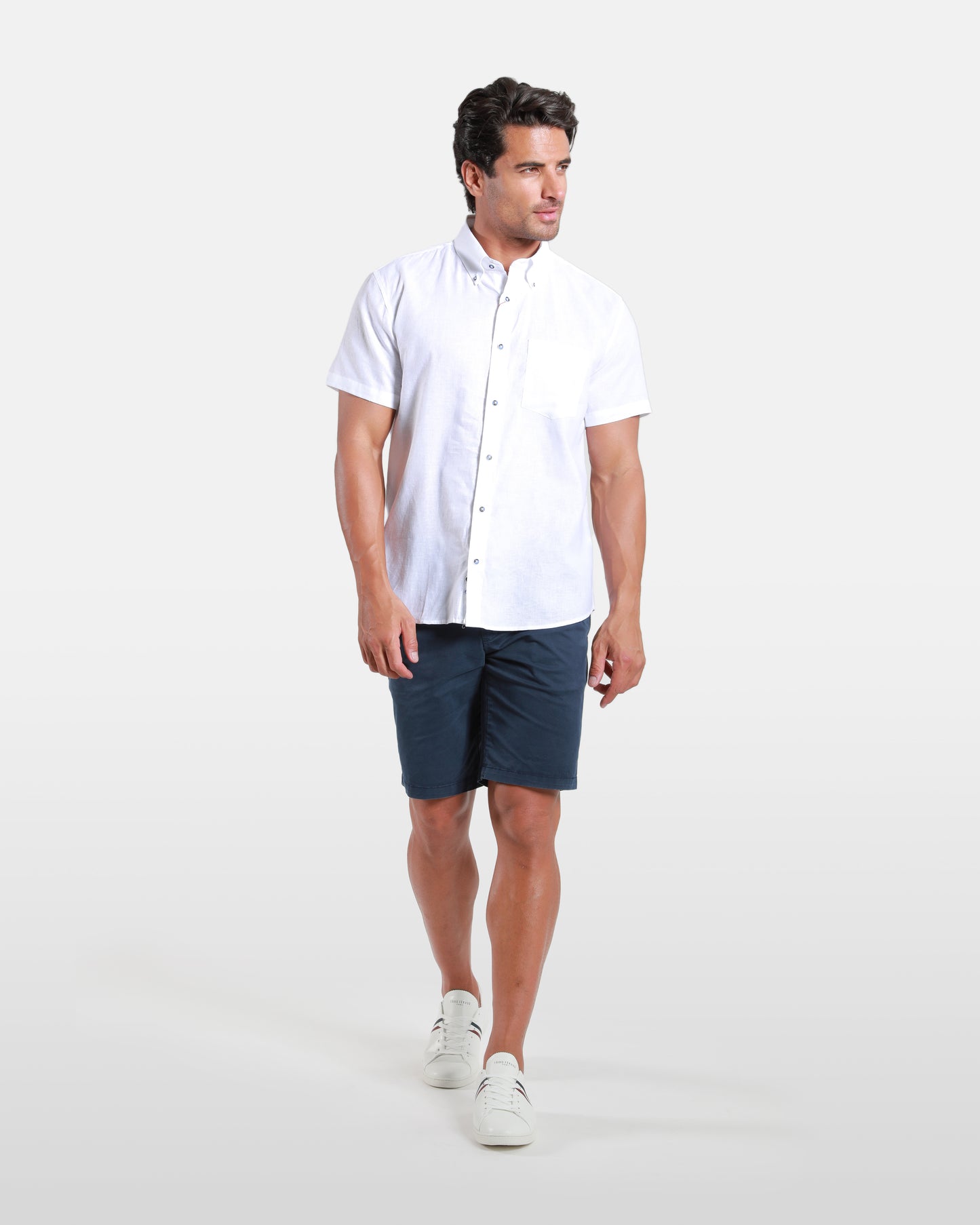Classic Linen-Blend Short Sleeved Shirt