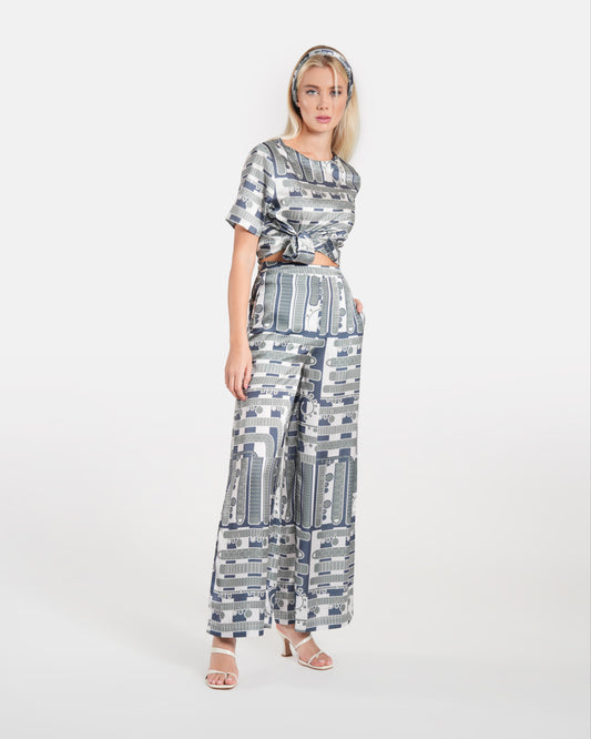 Abstract Printed Wide Leg Pants