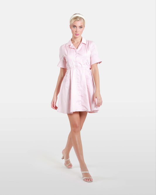 Embroidered Cut Out Mini Dress