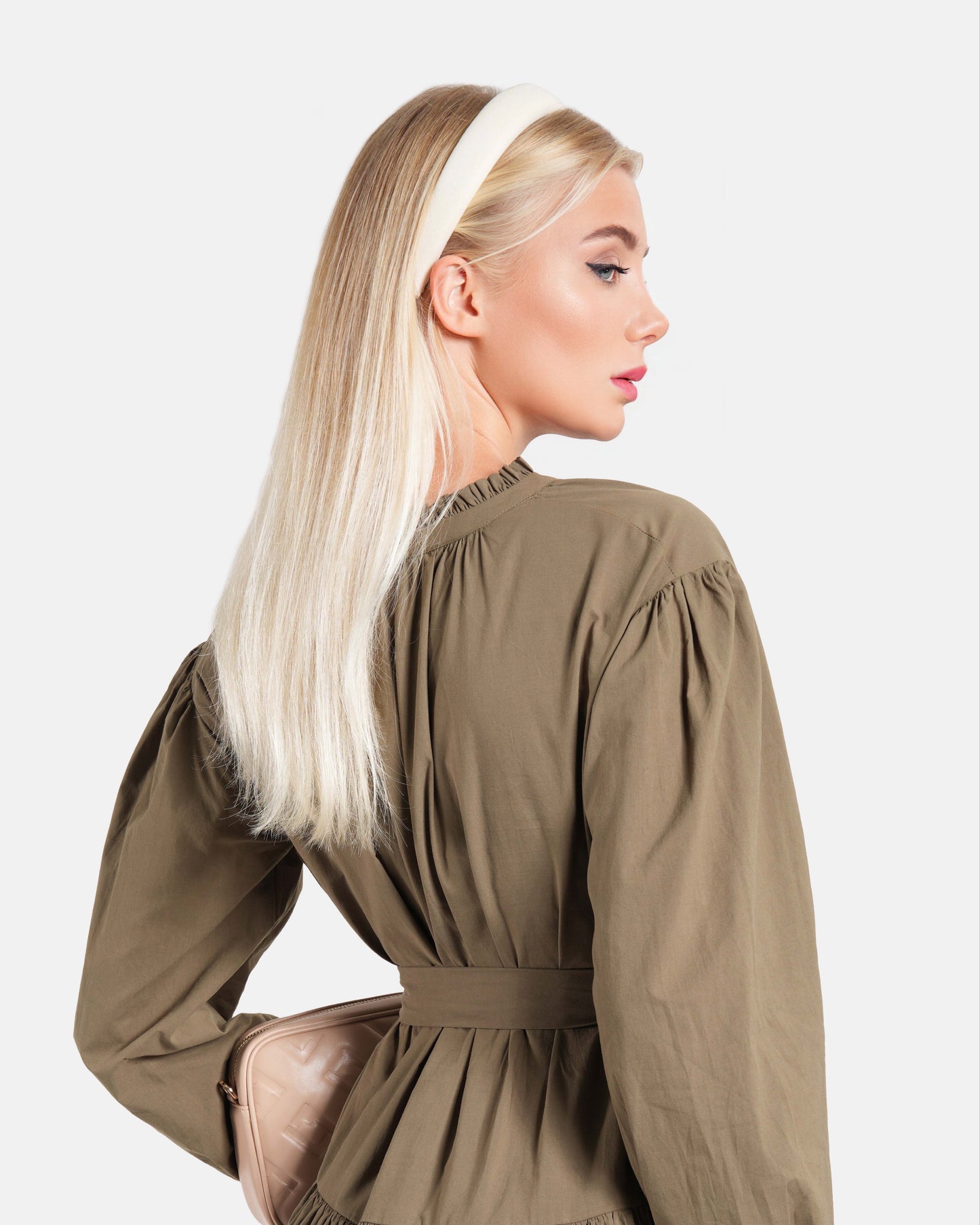 Tiered Cotton Khaki Dress