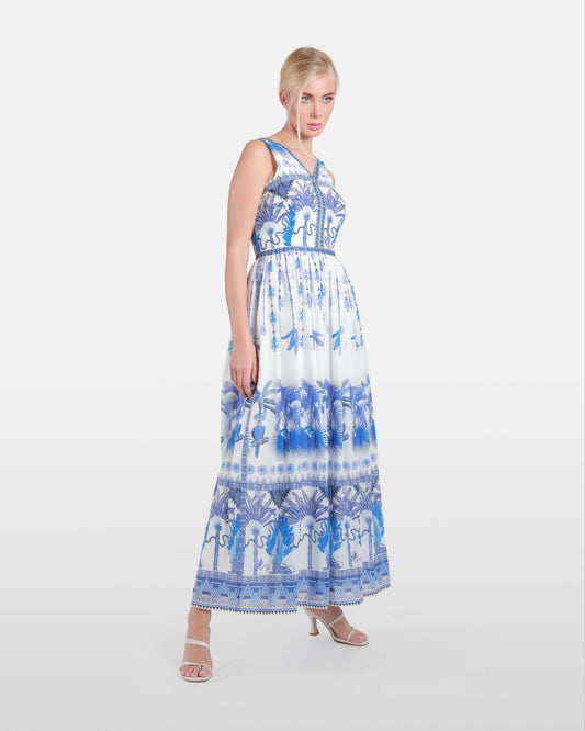 Bohemian Print Sleeveless Maxi Dress