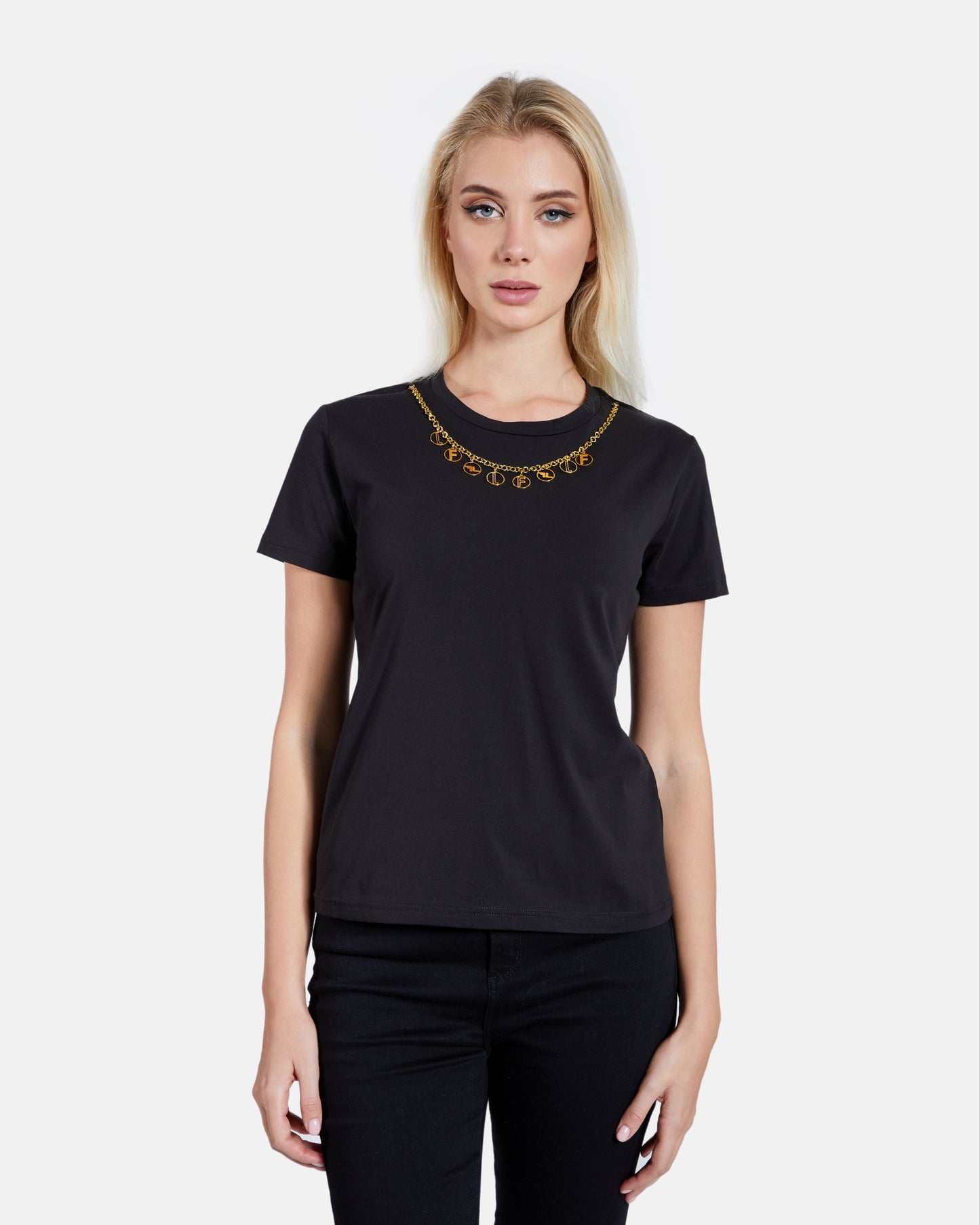 Faux Necklace Appliqued T-Shirt