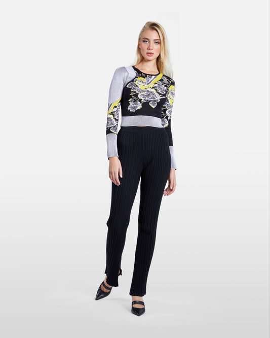 Monochrome Floral Knitted Top
