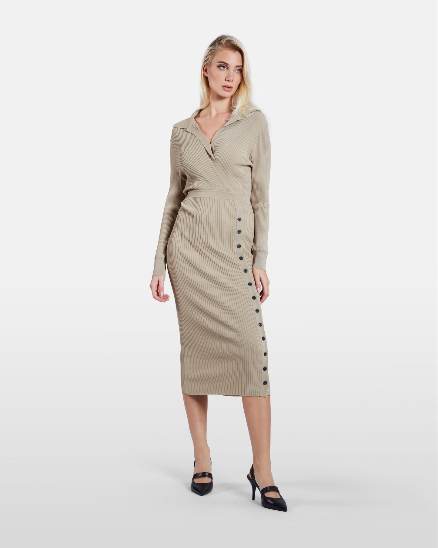 Buttoned Rib Dress