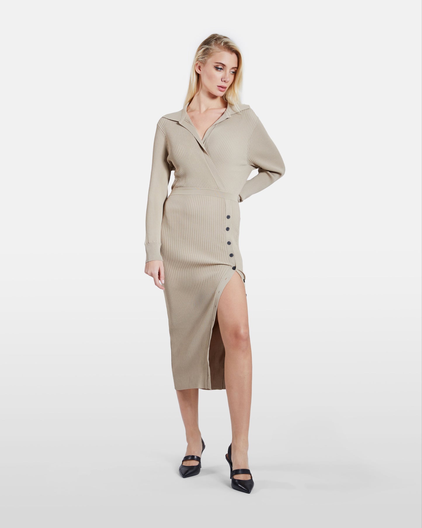 Buttoned Rib Dress