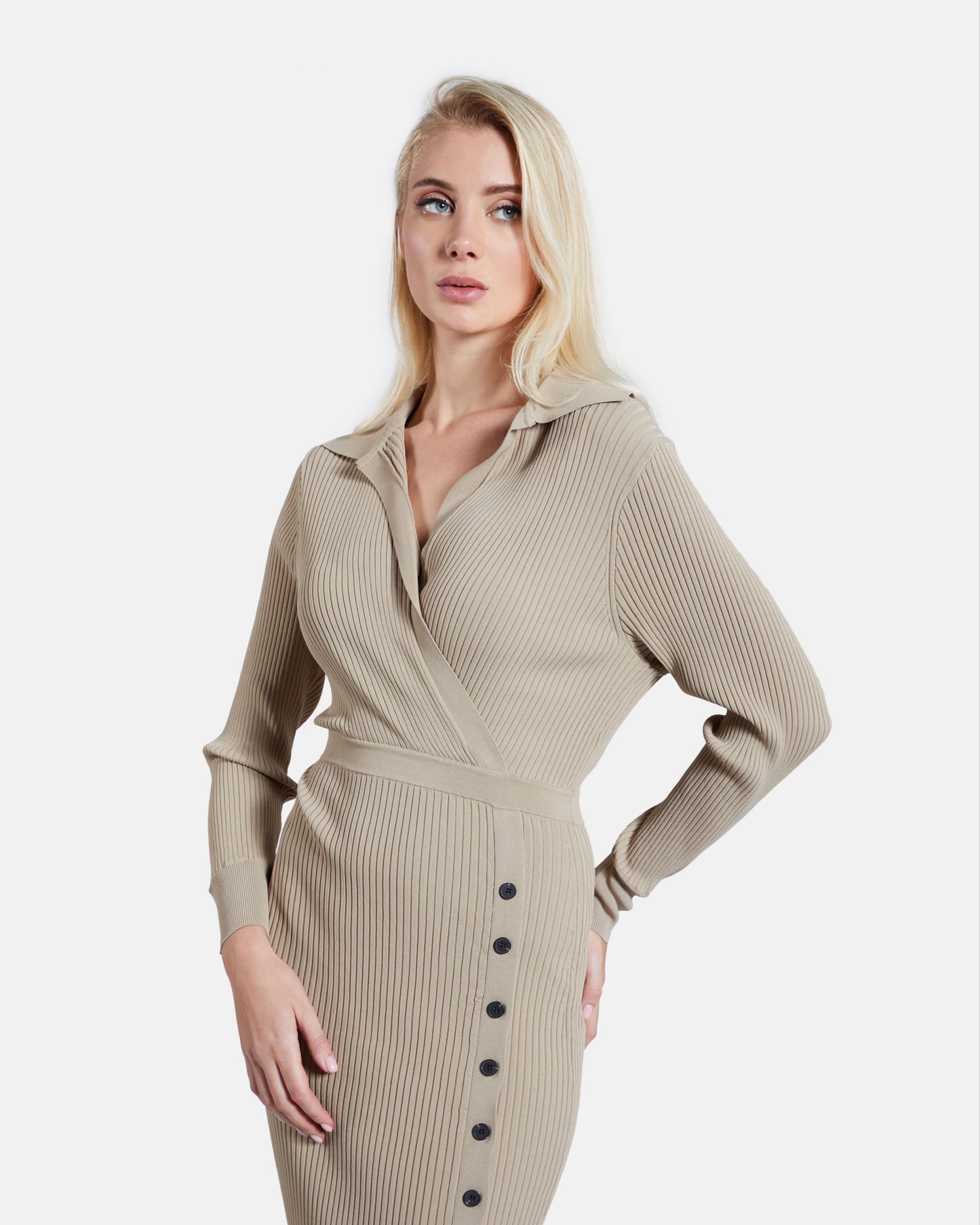 Buttoned Rib Dress