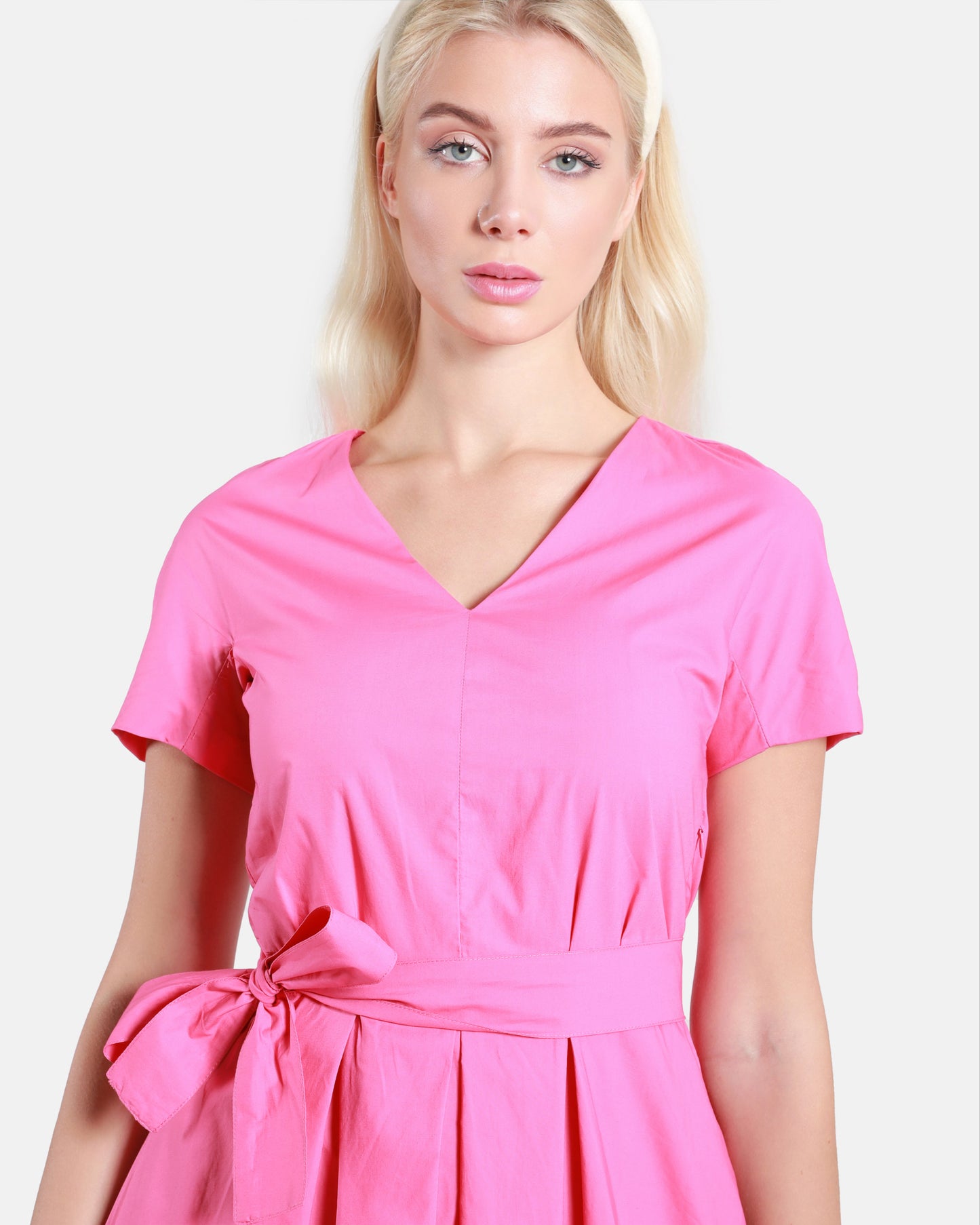 Pink Belted Cotton Dress