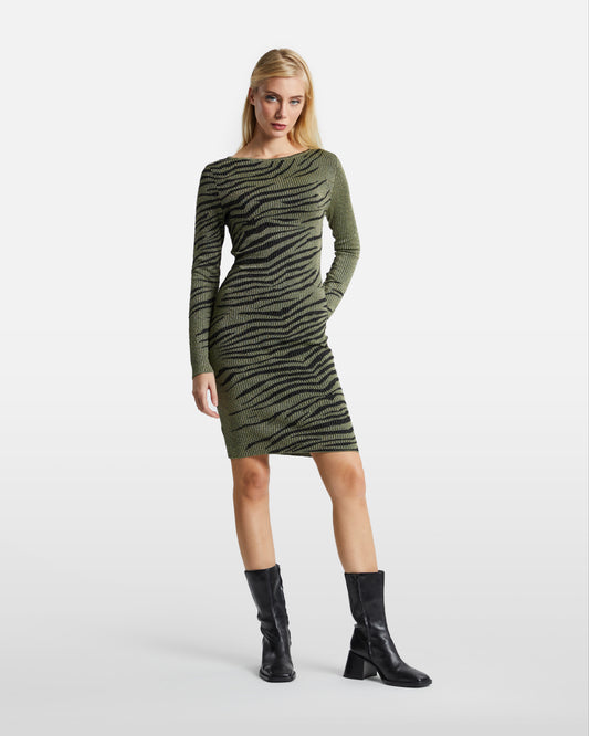 Zebra Metallic Detailed Mini Dress