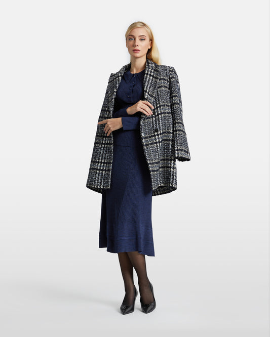 Monochrome Tweed Overcoat