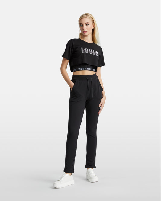 Rhinestones Accented Tracksuit Set