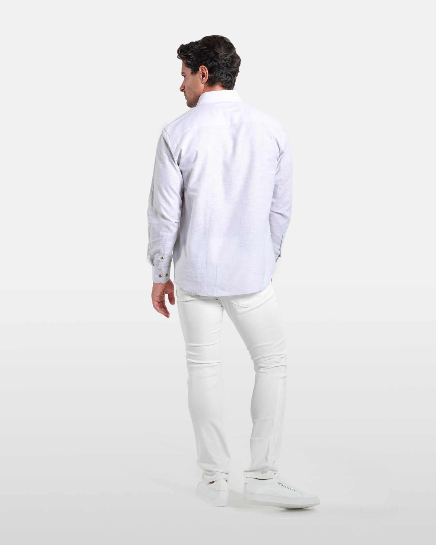 Beige Linen-Blend Long Sleeved Shirt