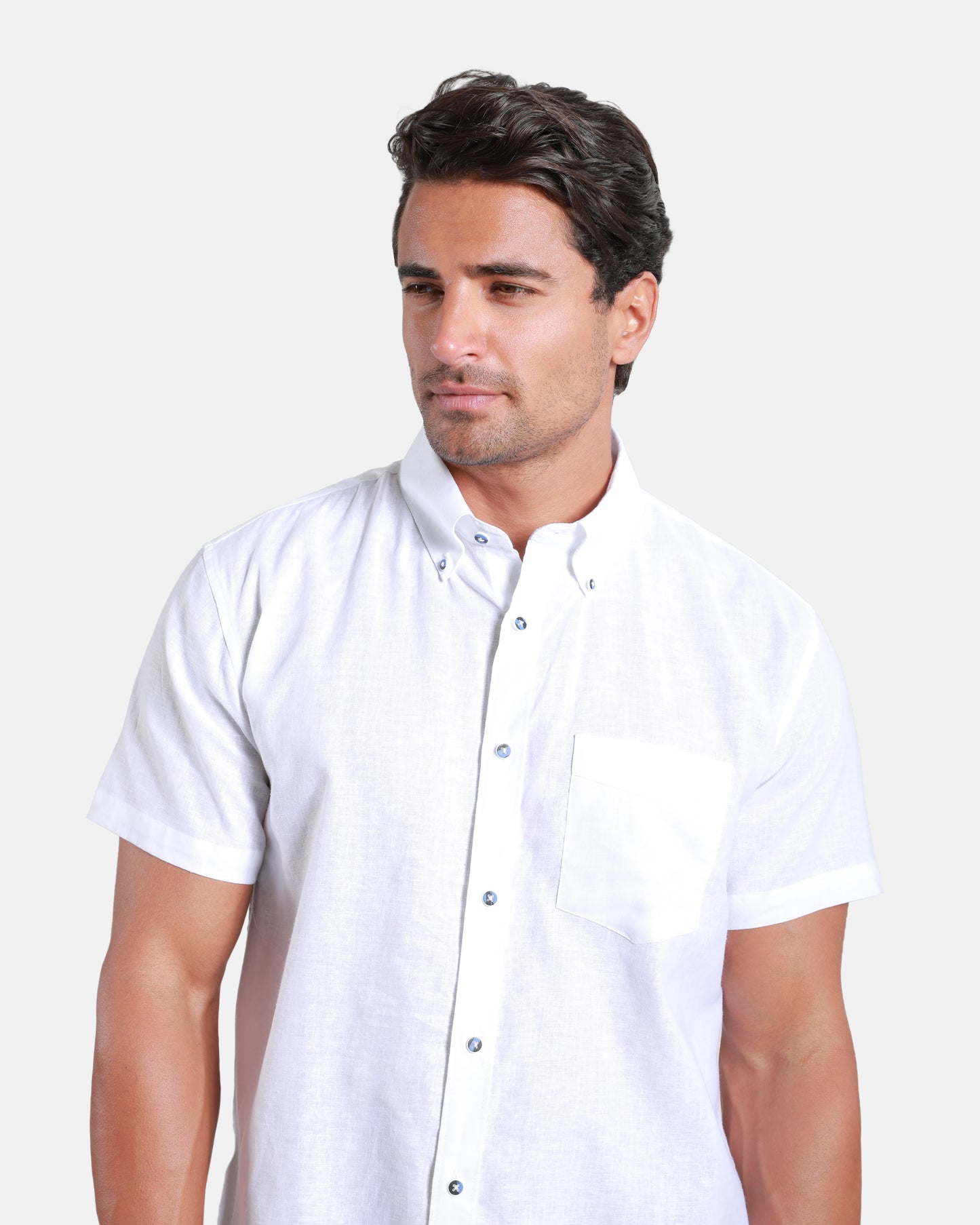 Classic Linen-Blend Short Sleeved Shirt
