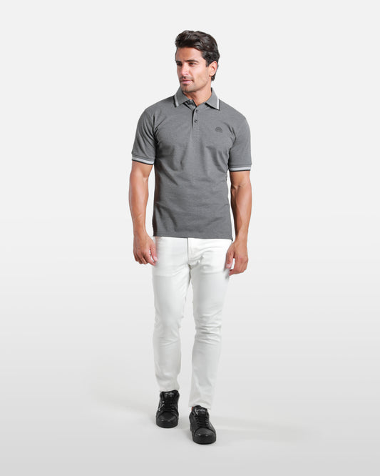 Contrast Striped Cotton Polo Shirt